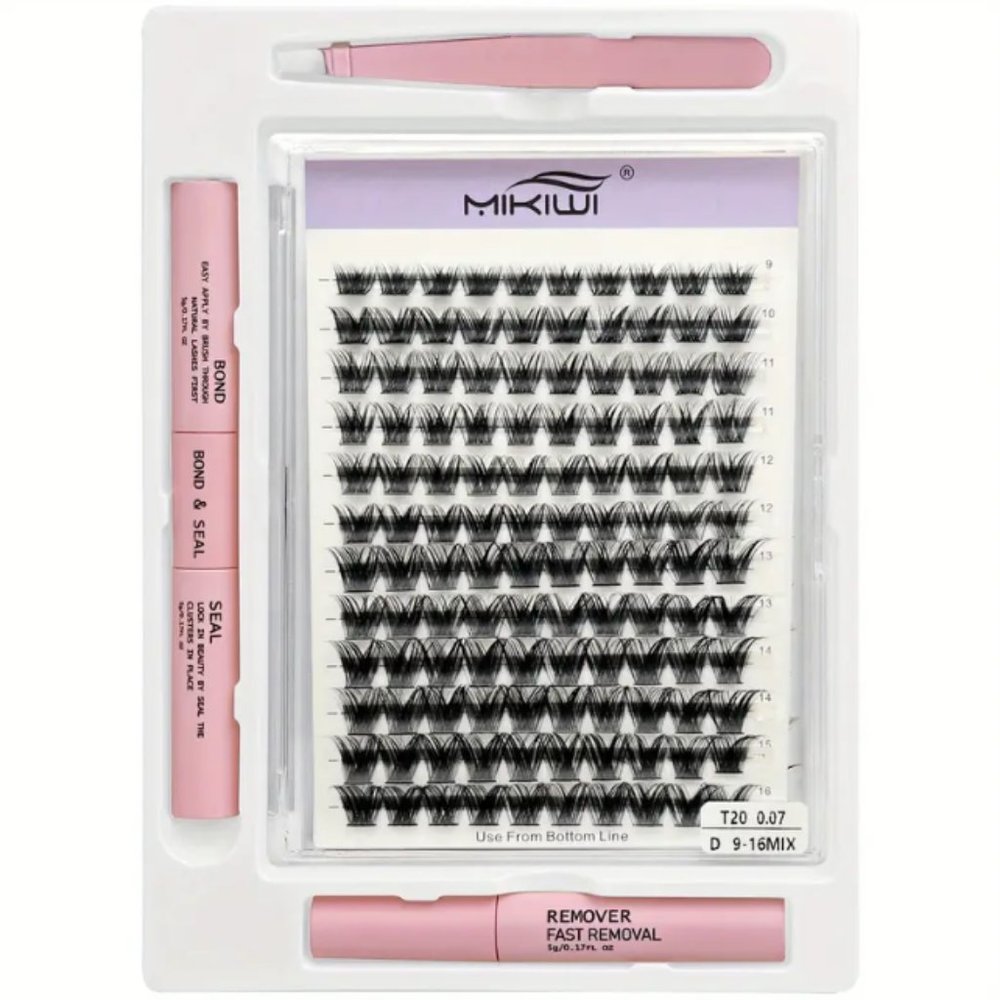 DIY Eyelash Extensions Kit Lash Clusters 120PCS Clusters Eyelash Applicator Tool